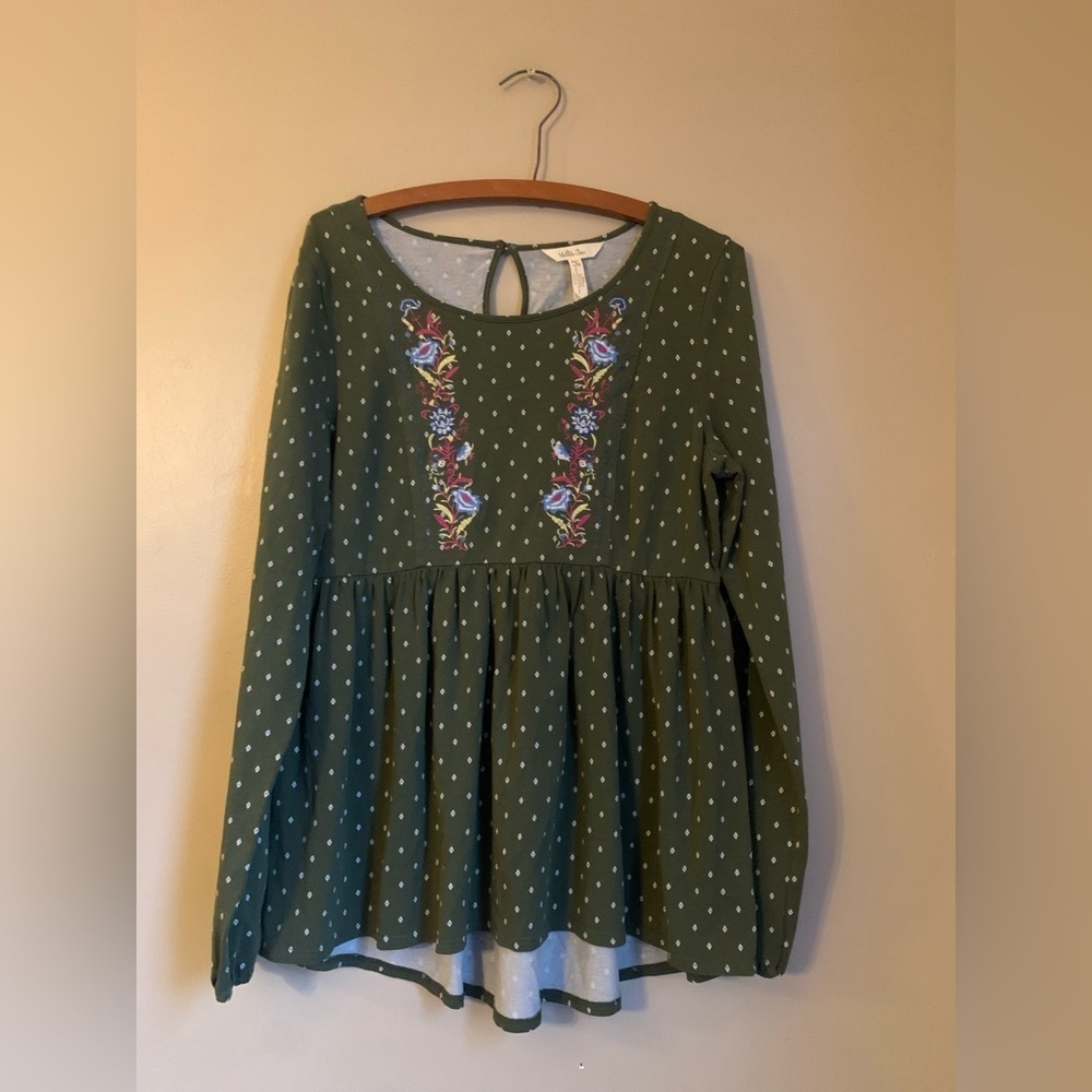 Matilda jane peplum top preppy flower shirt blouse embroidery polka dot babydoll